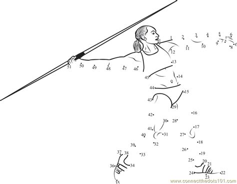 Spear Throw Women Dot To Dot Printable Worksheet Connect The Dots