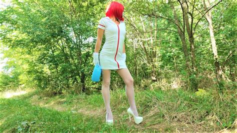 Nurse With First Aid Kit White Nylon Stockings High Heels Youtube