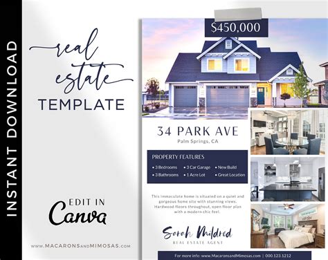 Realty Open House Flyer Template Real Estate Canva Marketing Etsy