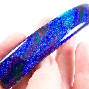 Dichroic Glass Barrette Tie Dye Iridescent Blue Cobalt Sapphire Uv