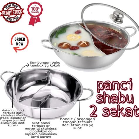 PANCI SHABU 2 SEKAT TEBAL STAINLESS STEEL TUTUP KACA Lazada Indonesia