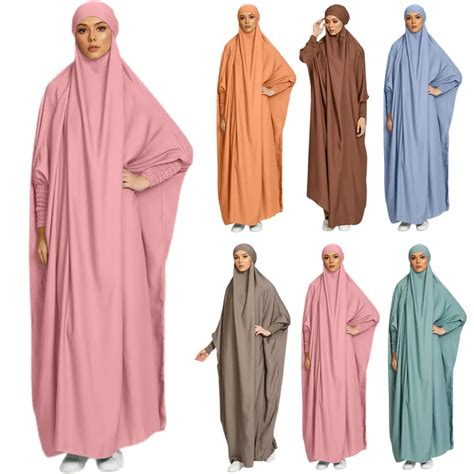 Hooded Abaya Muslim Women Prayer Garment Hijab Dress Arabic Robe Overhead Kaftan Khimar Jilbab