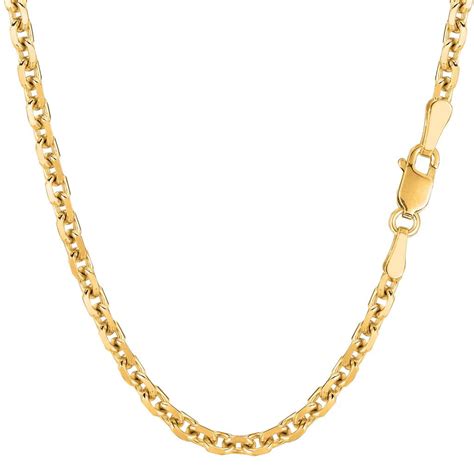 K Yellow Gold Mm Cable Link Diamond Cut Pendant Necklace Chains