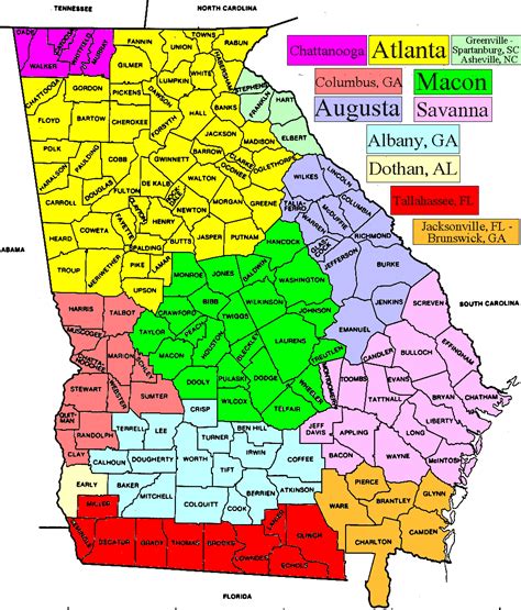 Georgia Counties Maps Color