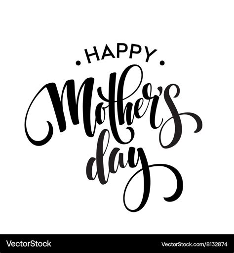 Happy Mothers Day Greeting Card Black Calligraphy Vector Image