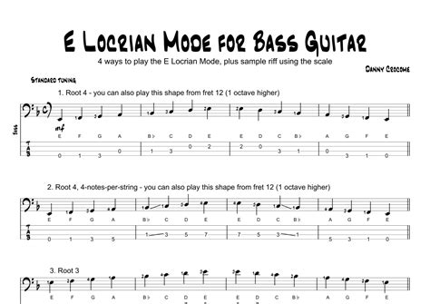 E Locrian Mode For Bass Guitar 4 Ways To Play Sheet Music Traditional Danny Crocome Bass