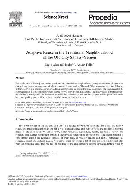 (PDF) Adaptive Reuse in the Traditional Neighbourhood of the Old City ...