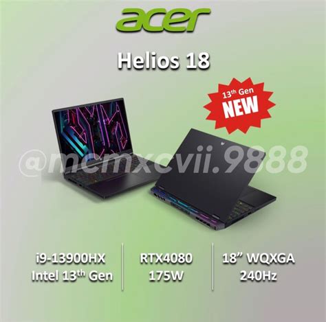 ACER PREDATOR HELIOS 18 GAMING LAPTOP 18INCH WQXGA 240HZ INTEL I9