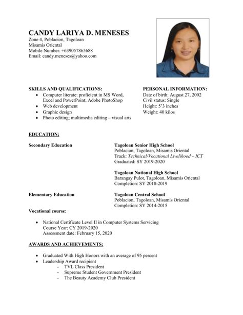 Sample Format Resume