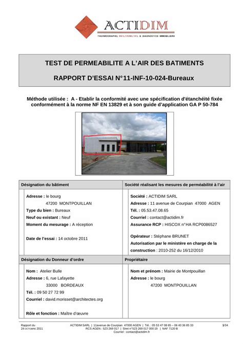 Pdf Test De Permeabilite A Lair Des Batiments Travers Des