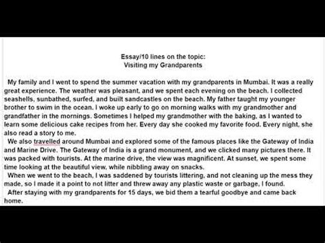 Essay 10 Lines My Summer Vacations Visit My Grandparents Home