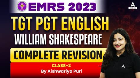 Emrs Tgt Pgt English William Shakespeare Complete Revision Class