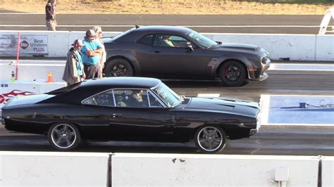 Legendary Charger Rt Vs Dodge Demon 14 Mile Drag Race Youtube