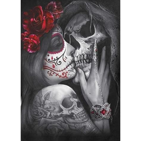 Skull Beauty Full Drill Diamond Painting Artpaintingworld Skull Couple Tattoo Skull Girl