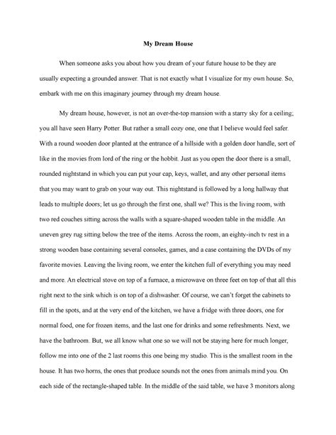 Descriptive Essay My Dream House When Someone Asks You About How You Dream Of Your Future