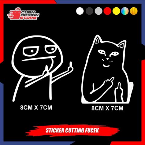 Jual Cutting Stiker Kartun Fucek Jari Tengah Motor Mobil Helm Hp Spion