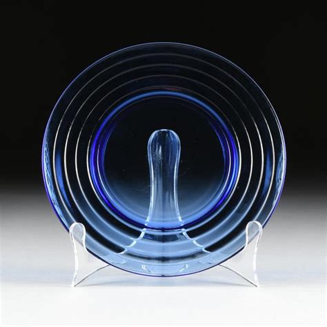 Lot A Set Of Five Aino Aalto Finnish Cobalt Blue Glass