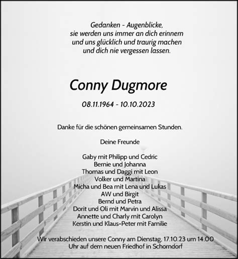 Traueranzeigen Von Conny Dugmore ZVW Trauer