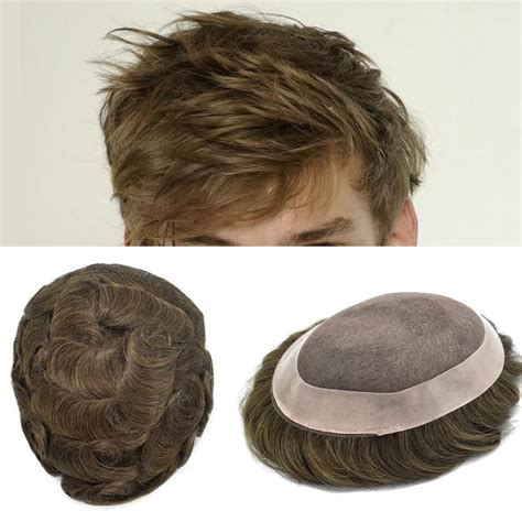 Pieza de pelo para hombre tupé duradero fino mono sistemas de