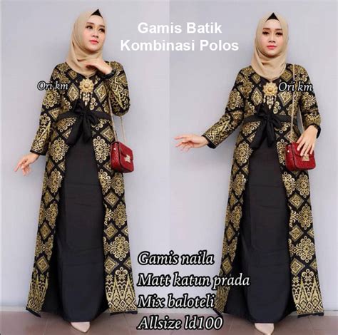 Model Gamis Batik Kombinasi Polos 2019 Model Hijab Terbaru