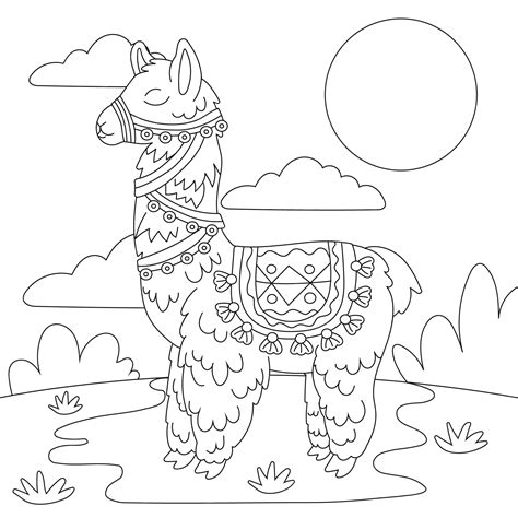 Premium Vector Hand Drawn Llama Outline Illustration