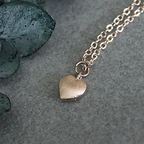 Rose Gold Heart Necklace Rose Gold Heart Pendant Heart Charm | Etsy