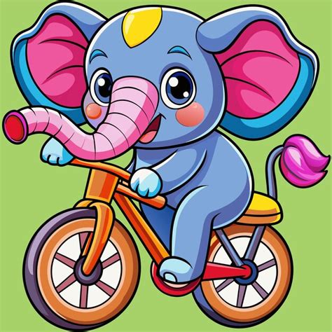 Un Dibujo De Dibujos Animados De Un Elefante Montando Una Bicicleta Con