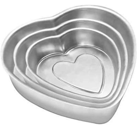 Heart Shaped Aluminium Cake Mould Mold Baking Pan Tin Set Of Sizes