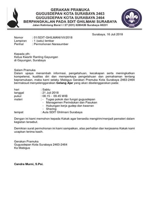 Contoh Surat Permohonan Nara Sumber Koleksi Gambar