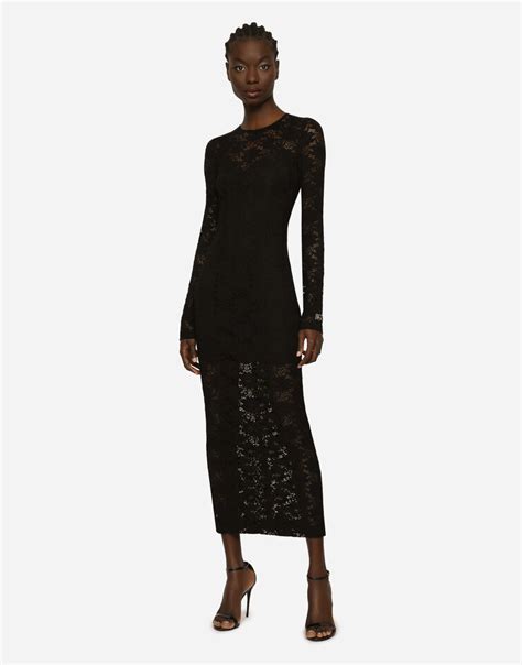 Long Lace Dress In Black For Women Dolceandgabbana® Us