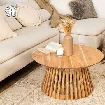 Jual Round Coffee Table Minimalis Meja Kopi Kayu Jati Meja Tamu