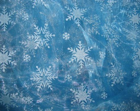 Elsa Frozen Silver Glitter Snowflake Light Blue Shiny Sheer Organza