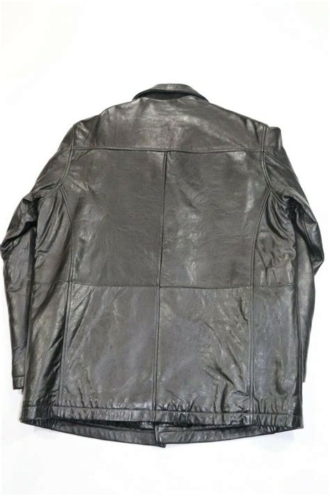 Preswick Moore Black Leather Coat Size Large EBay