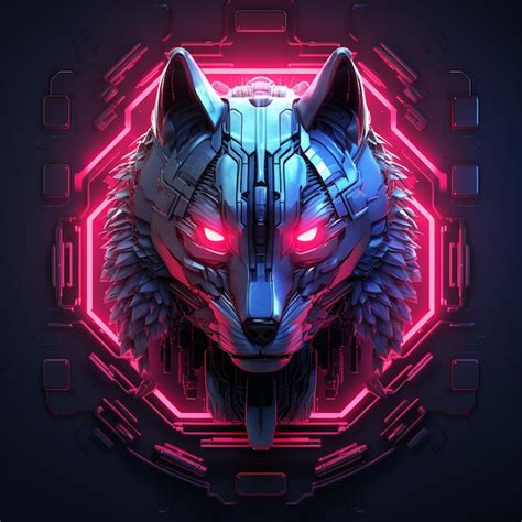 Premium AI Image | wolf logo in neon art