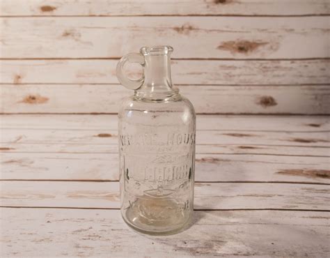 Vintage White House Vinegar Embossed Glass Jug Bottle Clear Bottle Kitchen Decor Collectable Glass