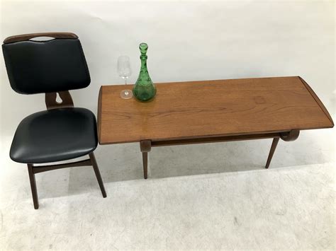 Salontafel Midcentury Teak Formica Omkeerbaar Blad Antriek