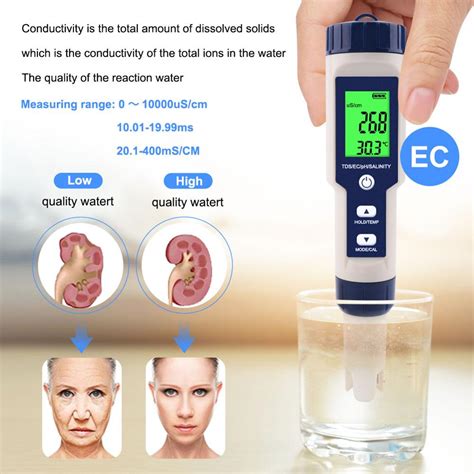 testeur de qualité de l eau numérique 5 en 1 TDS EC PH salinité