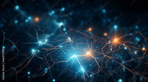 Brain Stimulation Activity With Neuron Close Up Microscpoe Illustration