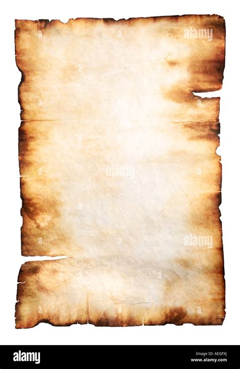 Vintage Yellowish Parchment Paper With Burnt Edges Stock Photo