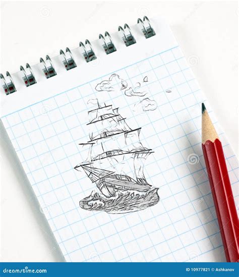 Ship sketch in pencil stock image. Image of eraser, cloud - 10977821