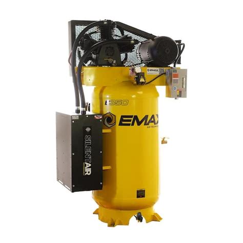 EMAX 80 Gal 7 5 HP 3 Cylinder 1 Phase 175 PSI Silent Air Electric Air