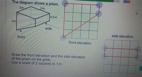 Solved The Diagram Shows A Prism Side Elevation Front Elevation Draw