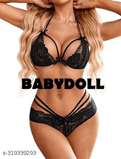 ONUMTZ NEW Trending Lingerie Lace Babydoll 2 Piece Sexy Bra And Panty