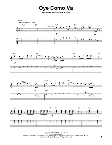 Oye Como Va By Santana Sheet Music For Guitar Tab Single Guitar At Sheet Music Direct