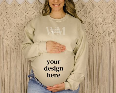 Gildan 18000 Mockup Gildan Sand Sweatshirt Mockup Pregnancy Mockup