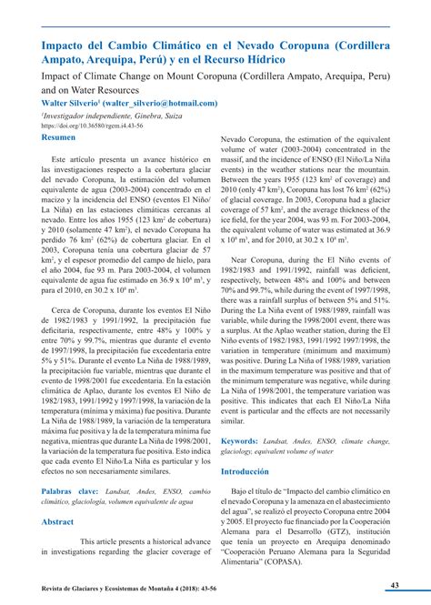 Impacto Del Cambio Clim Tico En El Nevado Coropuna Cordillera Docslib