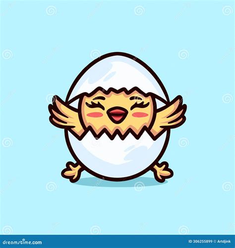 Cute Chick In The Egg Cartoon Mascot Animal Vector Logo Design