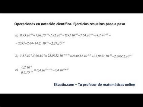 Operaciones En Notaci N Cient Fica Ejercicios Resueltos Paso A Paso