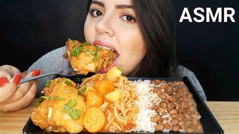 Asmr Comida Frango Ao Molho Batatas E Cenouras Mukbang Sons De