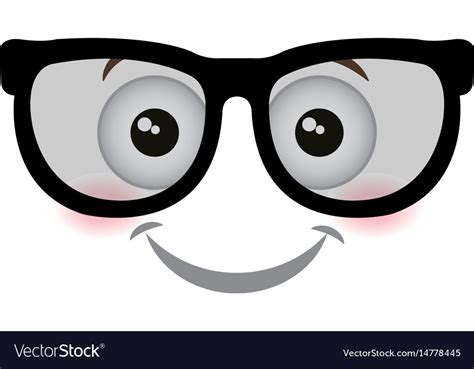 Nerd Face Emoticon Kawaii Style Royalty Free Vector Image